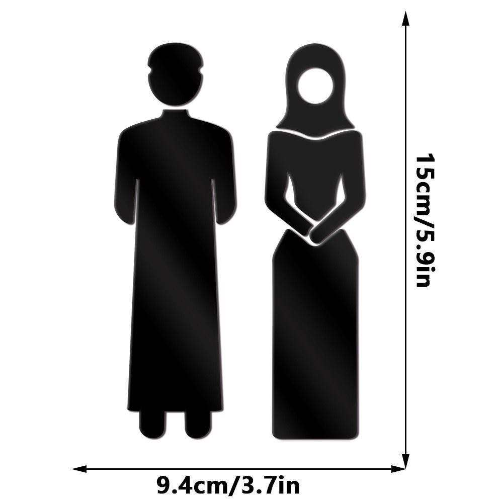 3D Arab Toilet Sign Sticker Acrylic Men Women WC Signage Board Mirror Surface DIY Accessories WC Sign Plate Shopping Mall