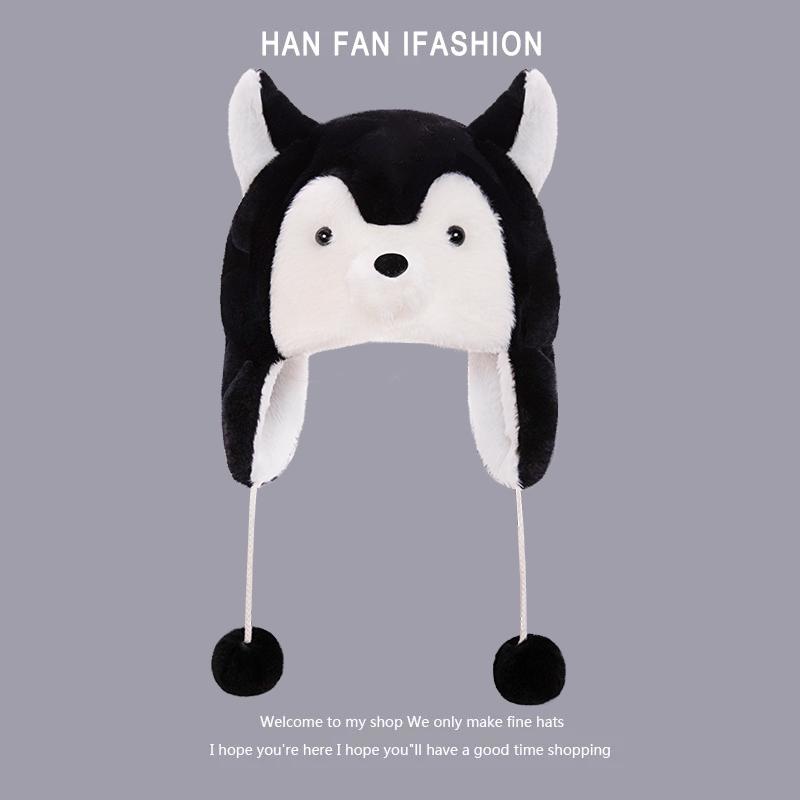 Animals Capybara Penguin Plush Hat for Cycling Warm Family and Friends Cartoon Husky Hat Christmas Gifts for The Winter Holidays