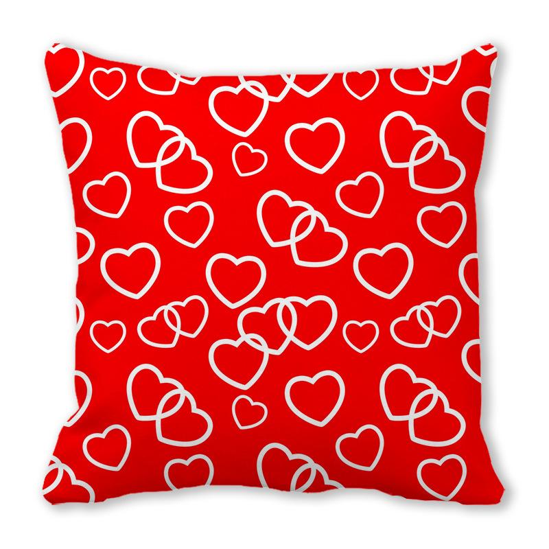 Home Decor Red Heart Patterns: Love themed Pillow Covers Pattern Cushion Cover Suitable for Sofa Bedroom Car Pillow Cover