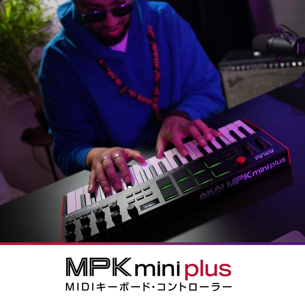 Akai Professional 37-клавишная USB MIDI-клавиатура Контроллер MPC Pad x8 MIDI Step Sequencer В комплект входит программное обеспечение для создания музыки Совместимость с ПК MPK Mini plus