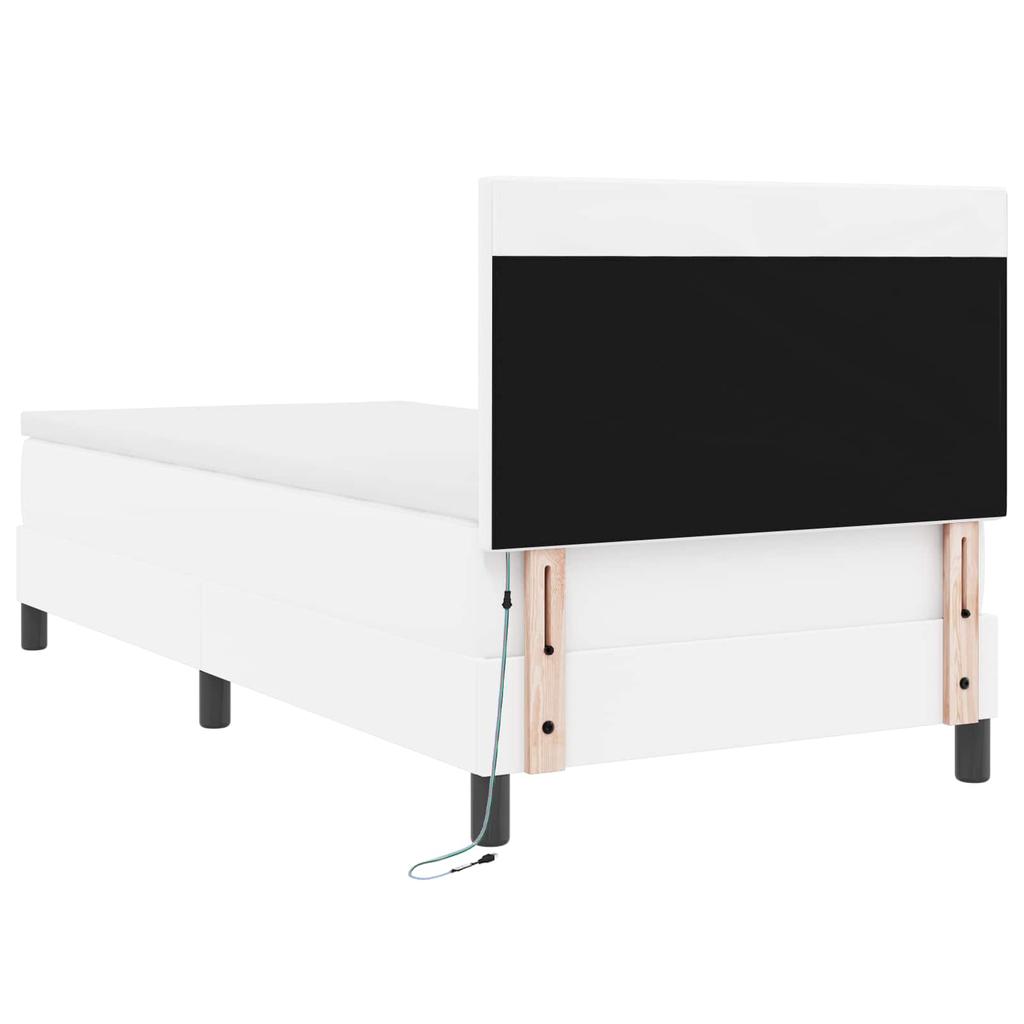 Boxspring Bed with Mattress White 90 x 190 cm Faux Leather