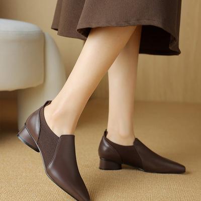 Мода 2024 года, новые туфли с острым носком в стиле ретро, мягкие туфли-лодочки, толстые ботильоны на низком каблуке, женская обувь, элегантные рабочие туфли-лодочки Botas De Mujer