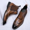 Классические мужские ботинки челси в стиле ретро, мужские кожаные ботинки-броги, модные короткие ботинки в британском стиле, универсальная повседневная деловая обувь
