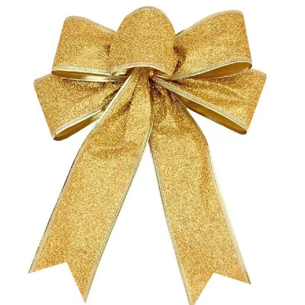 5Pcs Christmas Large Bowknot Decor Glitter Ribbon Bow Wreath Ornament for Christmas Tree Presents Decor