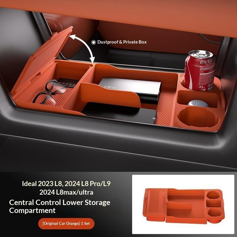 Suitable for Ideal L8/l9 Center Console Underneath Storage Box Silicone Double-layer Organizer Tray Car Interior Accessories