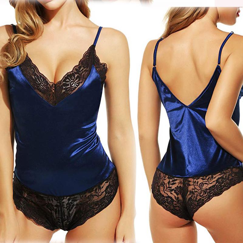 Sexy Lingerie Lace Women's Satin Silk Sleepwear Pajamas Lingerie Sexy Erotic Nightdress New Sexy Underwear Fashion