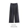 Kaslead New Arrival Women's Fashion Style Stylish Simple and Versatile Elegant with Belt Straight-leg Pleated Pants