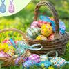 24Pcs Multicolor Easter Egg Ornaments Cute DIY Craft Foam Easter Eggs Decorative Hanging Ropes Hanging Ornaments Kids Gifts