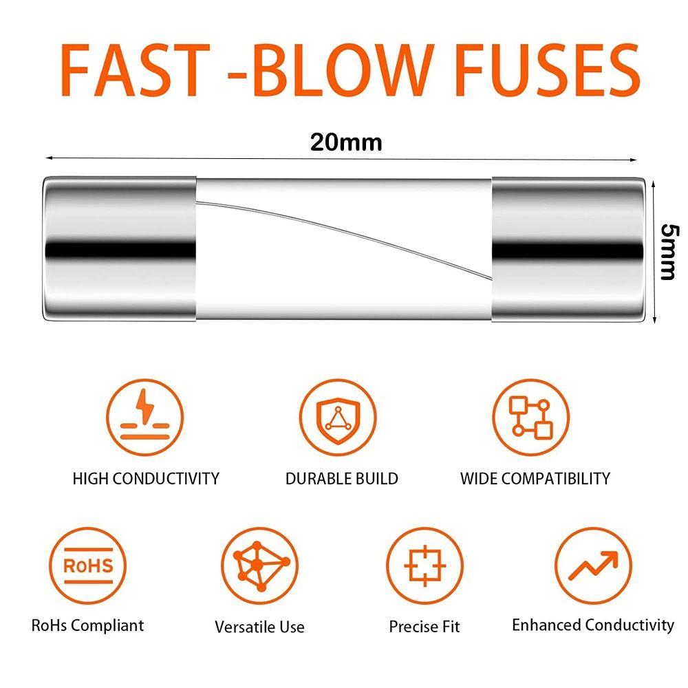 5*20mm Glass Fuse 250V Fuse Kit New Glass Tube Fuses