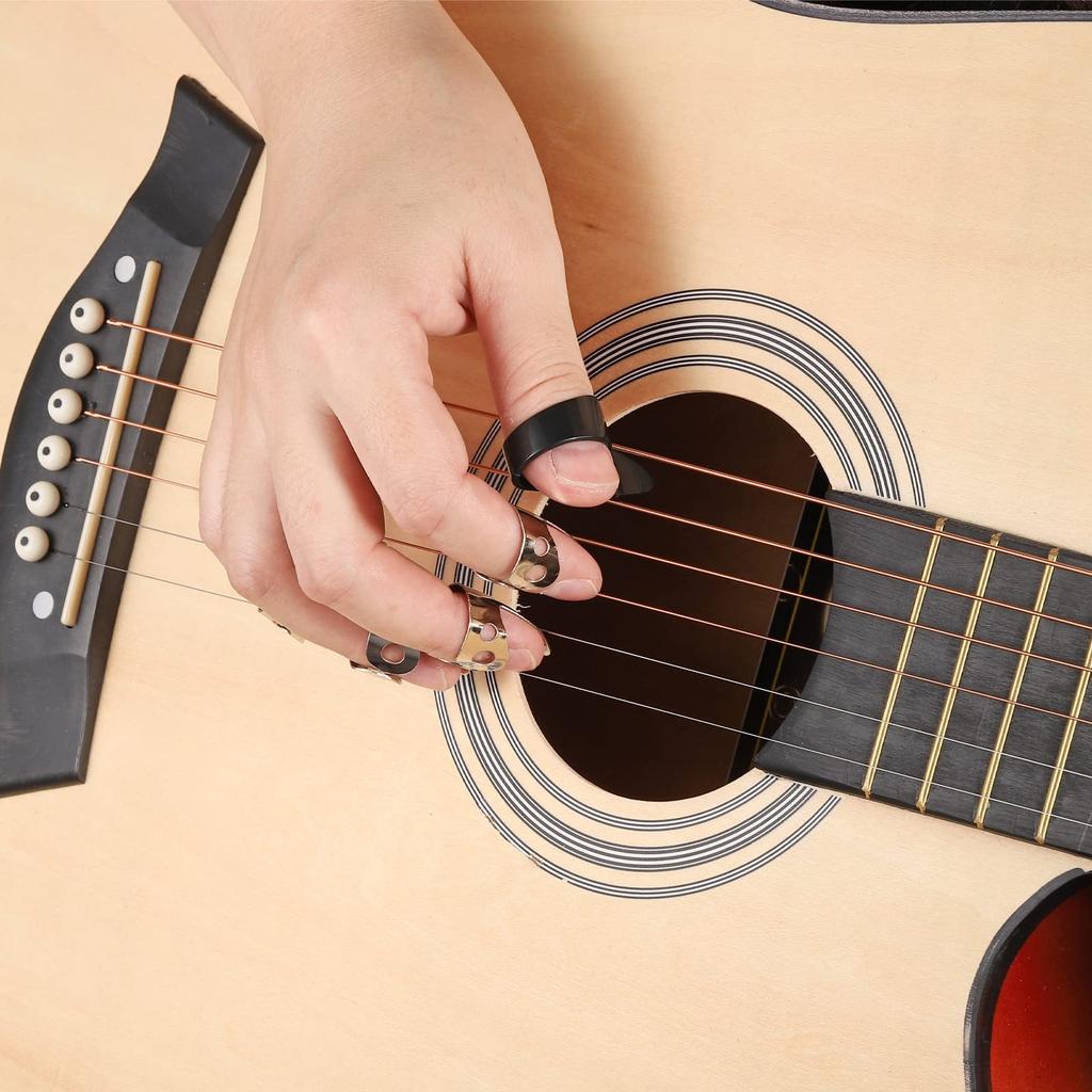 Uxcell Медиаторы для пальцев Нержавеющая сталь Золотистый тон Размер S для гитары Упаковка из 3 штук