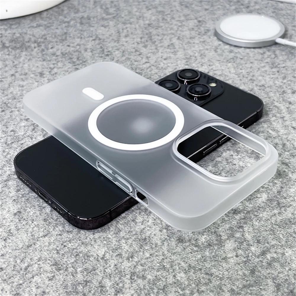Роскошный ультратонкий матовый магнитный беспроводной зарядный прозрачный чехол для iPhone 16 15 14 Plus 13 16 Pro Max Magsafe ударопрочный жесткий защитный чехол для ПК