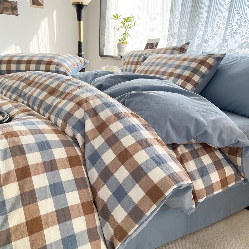 Серия AB Cotton: Комплект постельного белья из чистого хлопка для общежития - односпальный, из четырех частей с простынями