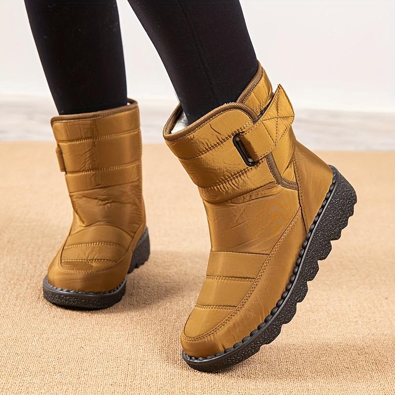 Женские уличные зимние ботинки, теплая водонепроницаемая и нескользящая обувь с круглым носком