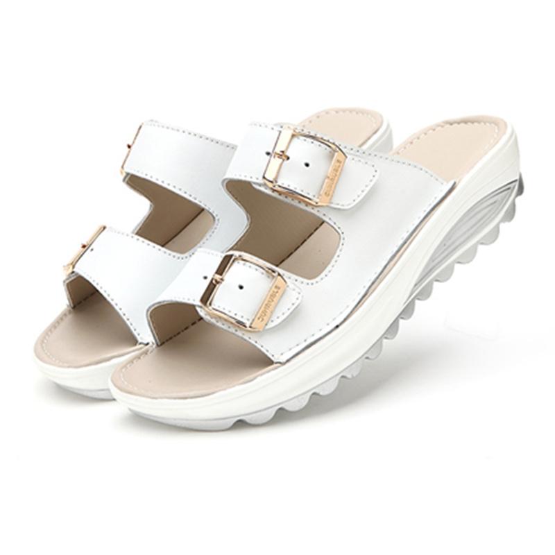 Fashion New Large Size Women 100% Cowhide Slippers Flat Comfortable Beach Shoes Fashion Comfortable Slip-resistant Wear Slippers