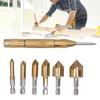6pcs Hex Shank 1/4 Inch Chamfer Drill Bit 90 Degree Countersink Hole Opener  Metal Drilling