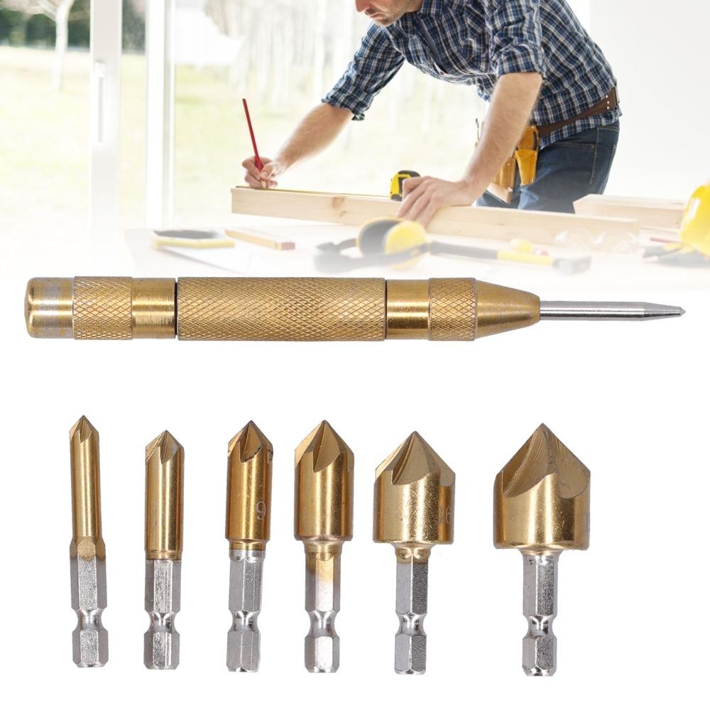 6pcs Hex Shank 1/4 Inch Chamfer Drill Bit 90 Degree Countersink Hole Opener Metal Drilling