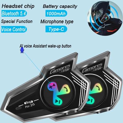Беспроводная мотоциклетная гарнитура Bluetooth 5.4, вызов по громкой связи, телефон, мотоциклетный водонепроницаемый наушник, музыкальный плеер, мотоциклетный шлем