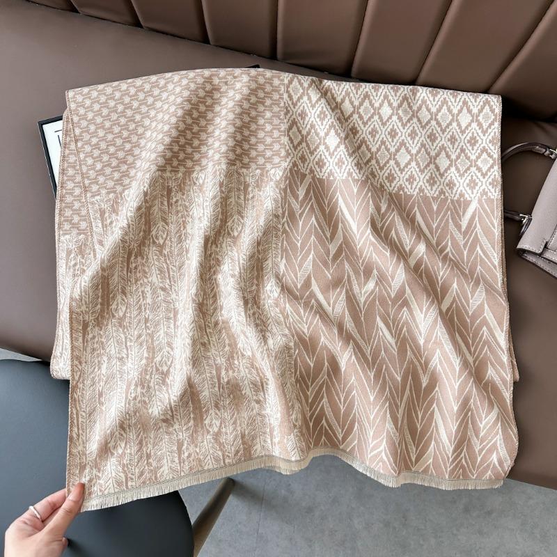 Landscape painting imitation cashmere scarf women's high-end office air-conditioned room thickened warm long trendy scarf