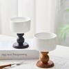 2Pcs Delicate Wood Dessert Bowls Creative Tall Candlestick Stand  Home Furnishings