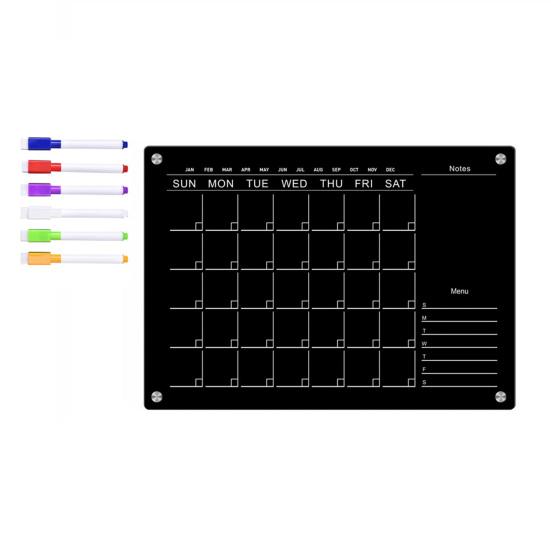 Магнитная акриловая доска для холодильника, разборчивый черный текст с 6 стираемыми маркерами, легко читаемая доска-еженедельник