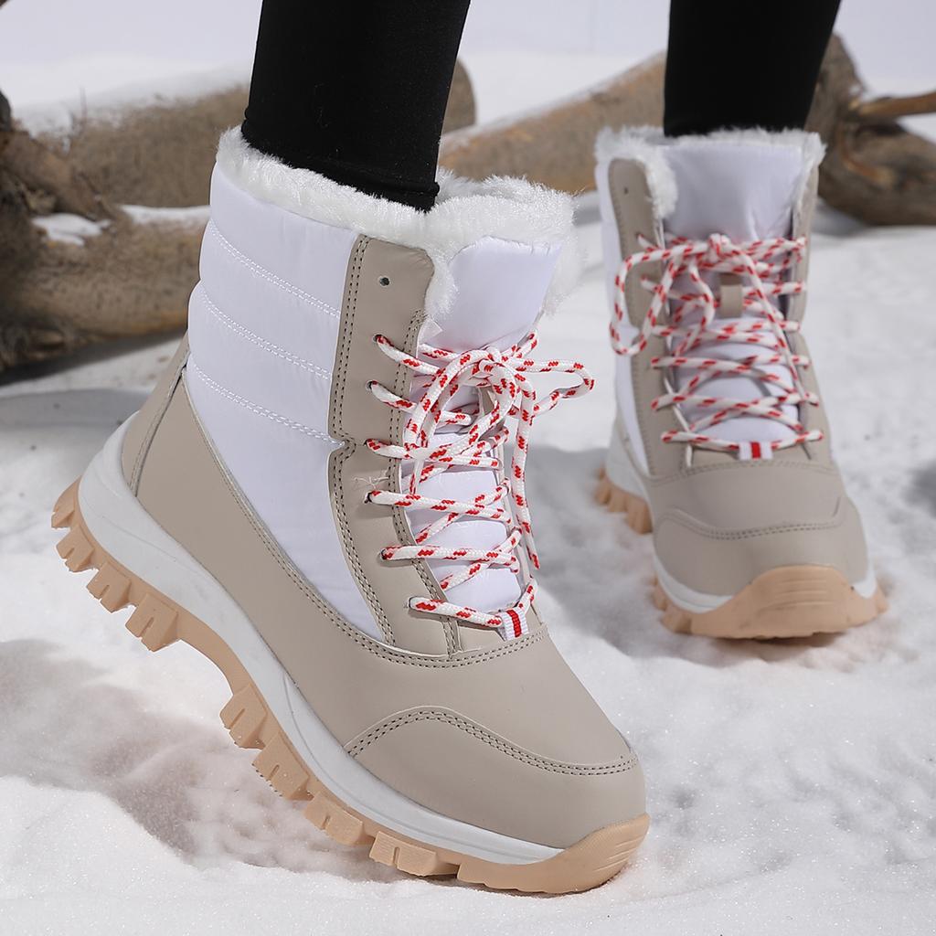Женские зимние водонепроницаемые ботильоны на платформе, сохраняющие тепло, плюшевые уличные короткие ботинки, нескользящие повседневные кроссовки