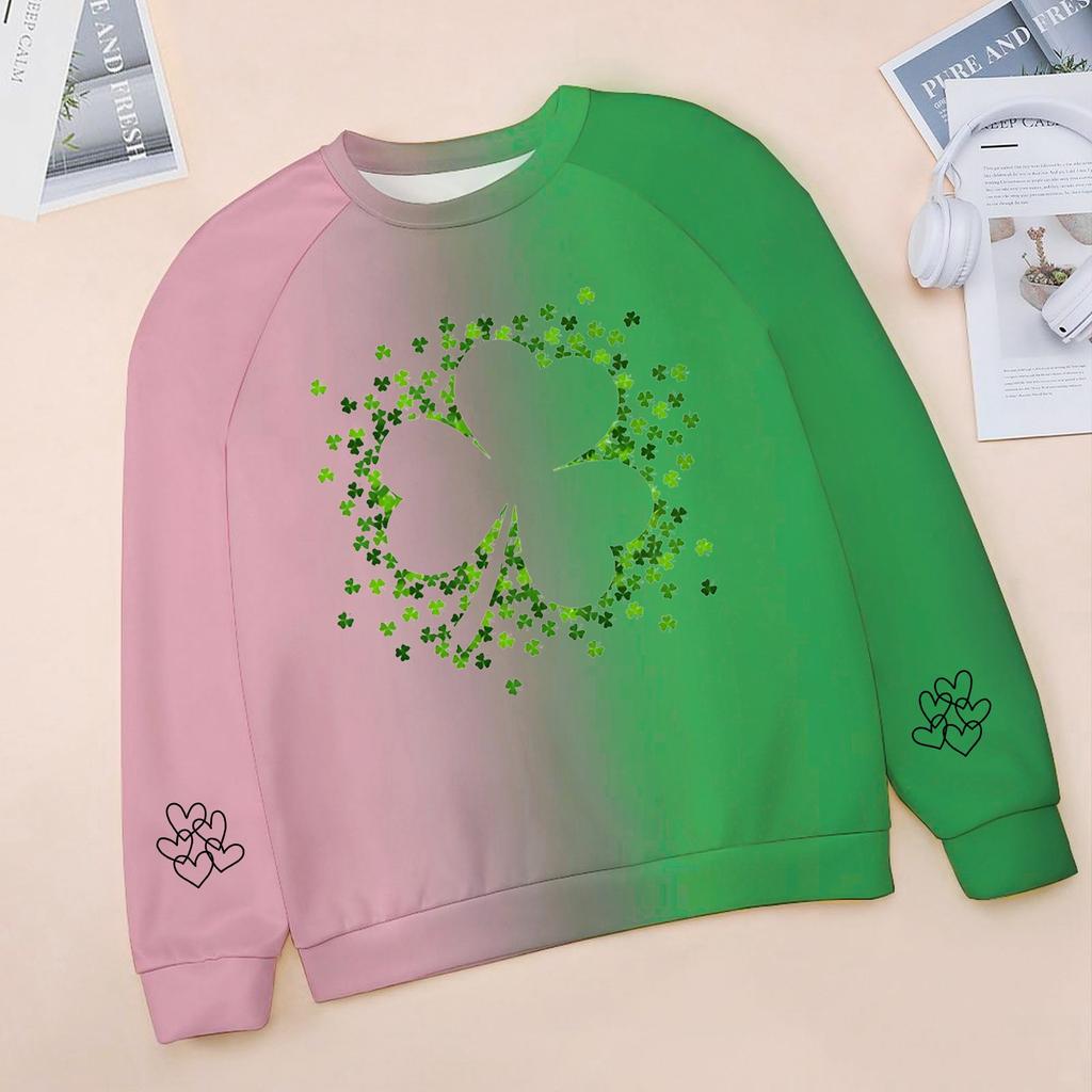 Kids Fashion Neck St. Patrick's Day Printed Casual Sweatshirt