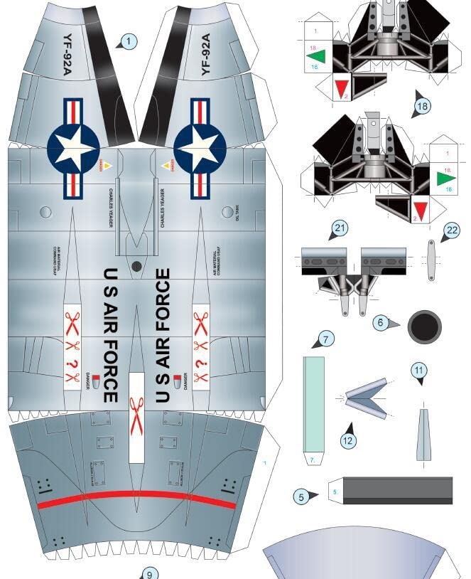 3D Assembly Model Papercraft Airplane Series (XF-92A 1/48 Scale)