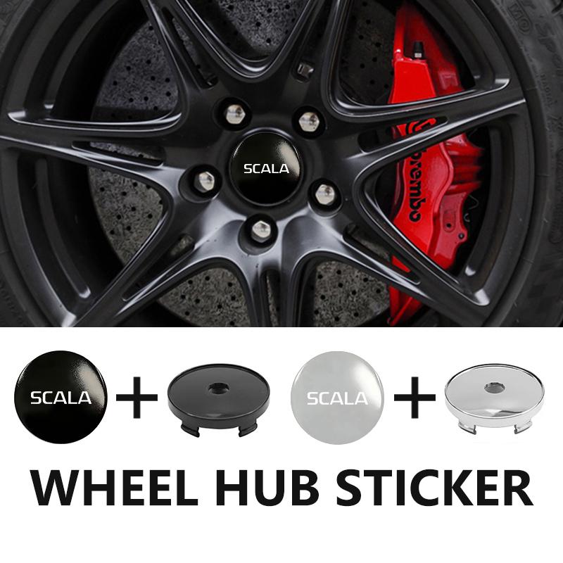 SIIY1 Wheel Hub Sticker Base Wheel Center Cap Exterior Accessories For Skoda Scala Kamiq MK3 VisionS Derivative Karoq Yeti Roomster
