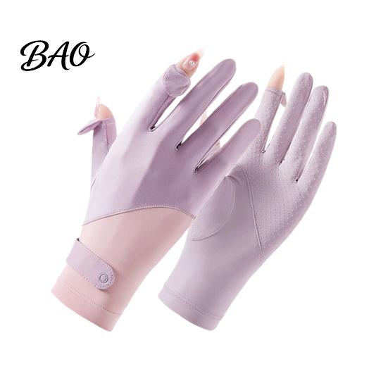 Cycling Sun Gloves Summer Driving Gloves, Cooling Protection Full Finger UV with Anti-Slip Palm, Ultra Thin Ice Silk for Women Outdoor Sports