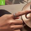 Cross-Border Explosion S925 Sterling Silver Cross Letter Open Ring Men'S And Women'S Creative Personality Ring