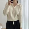 Bir xil rangli fermuarlı trikotaj kardigan ayollar bahor va kuz modasi qisqa kesimli kapyushonli sviter ko'ylagi qulay ko'p qirrali va moda