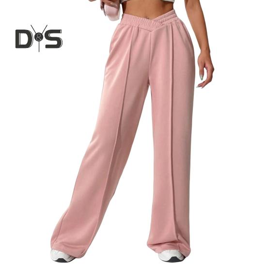 Женские брюки V-образной формы с высокой талией, прямые, широкие, длинные брюки, однотонные, свободного кроя, спортивные брюки для повседневной носки