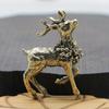 2Pcs Pure Copper Deer Sculpture Ornaments  Brass Miniature Figurines Lucky Craft