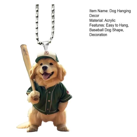 Собака бейсбола акриловое подвесное украшение для дома в помещении рождественская елка зеркало заднего вида автомобиля 2D плоский щенок подвесное украшение мультяшное животное кулон