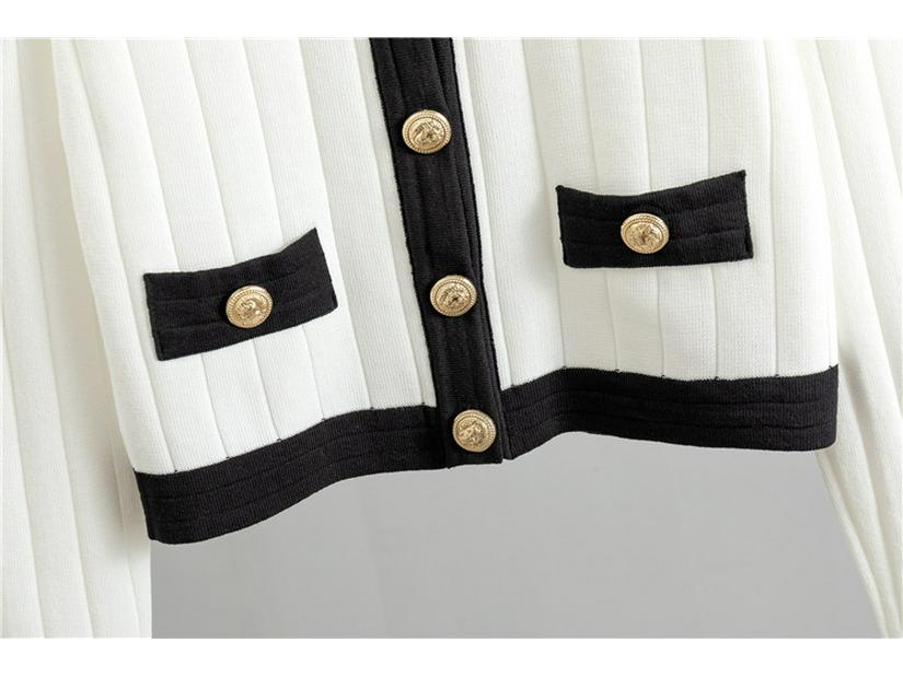 Элегантный французский миди-комплект из юбки и вязаного кардигана для женщин - Коллекция Осень/Зима