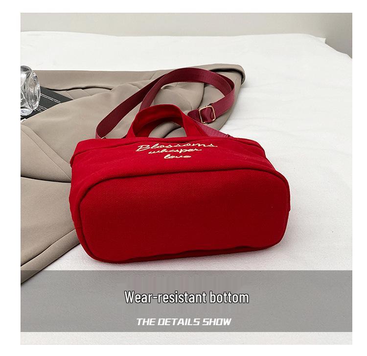 2025 Women's Fashion Canvas Embroidered Tote - Casual Crossbody Small Bucket Bag