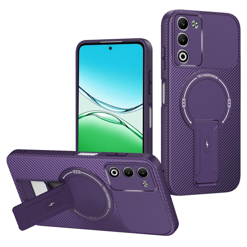 Для Oppo A5 5G Чехол Текстура углеродного волокна PC+TPU Чехол для телефона с подставкой