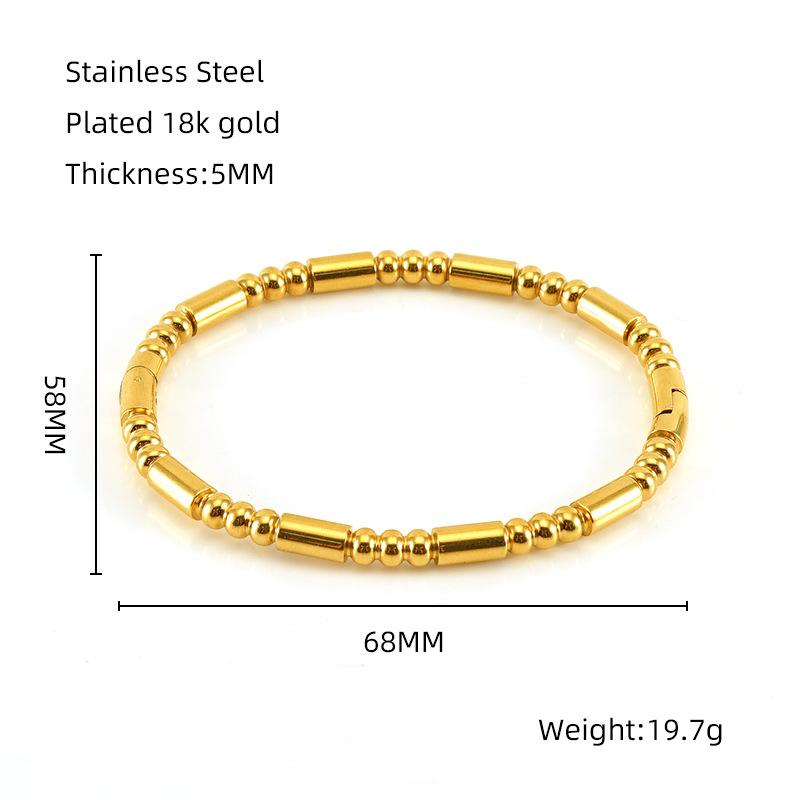Casual Unique 18k Gold Plated Non Tarnish Bangle Minimalist African Beads Bracelet Daily Ason Stainless Steel Jewelry ALN2512520