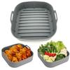 Silicone Air Fryer Baking Pan with Handles Non-Stick Reusable Square Airfryer Liners Basket for 4-6 QT Air Fryer Accessories for Even Heating