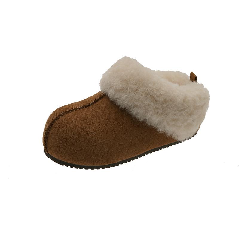 Ретро шлепанцы на высокой платформе для женщин, новые флисовые и теплые туфли-одношаги
