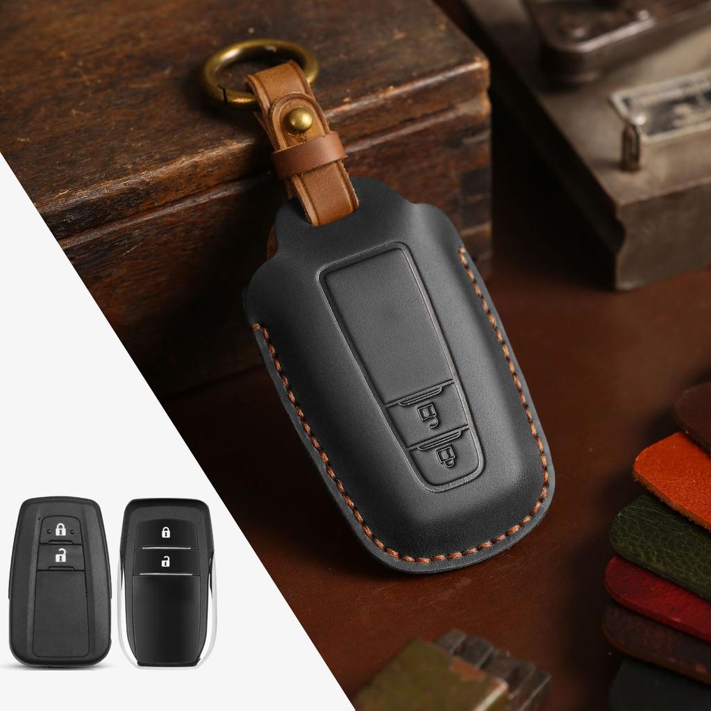 Pure handmade key cover is suitable for Toyota key bag Camry Asian Dragon genuine leather car key bag Crazy Horse leather.