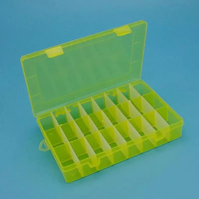 New Practical Adjustable Plastic 24 Compartment Storage Box Case Bead Rings Jewelry Display Organizer