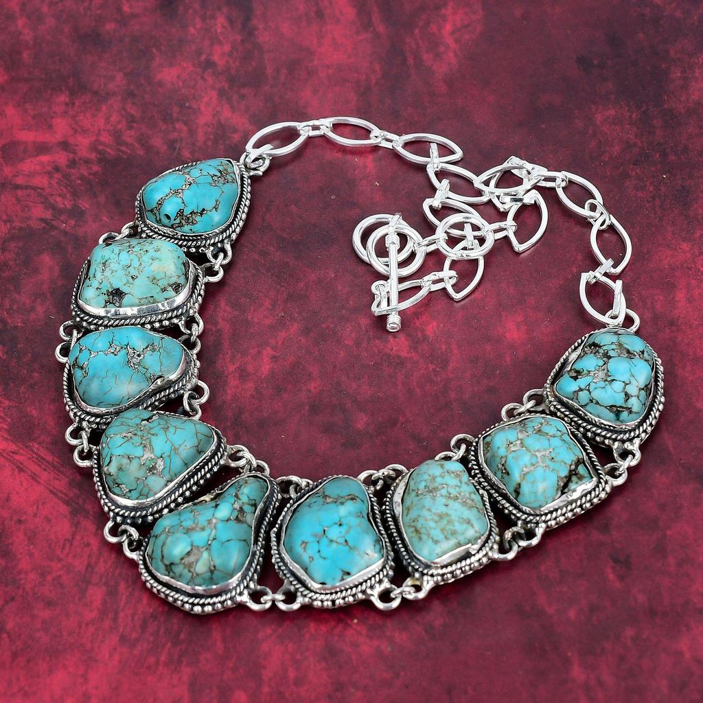 Ожерелье из чистого серебра 925 пробы с бирюзой и регулируемой цепочкой, ожерелье из драгоценных камней ручной работы на День памяти