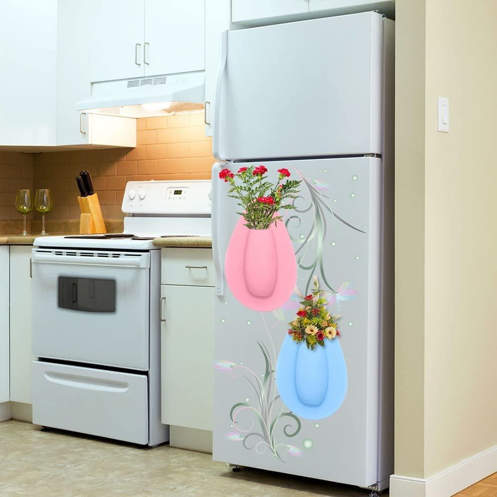 Silicone Flower Vase Self Adhesion Hydroponics Planter Vase Sticker Wall for Glass, Wall, Window, Party,Wedding,Festival,Home,Kitchen, Fridge Door