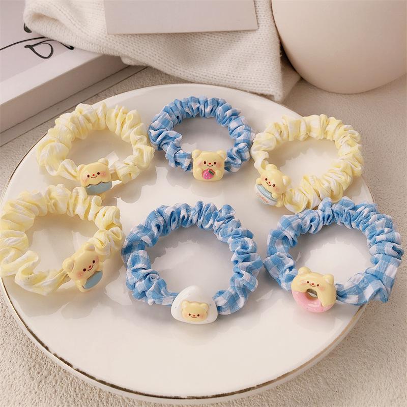 3 шт. Кремовый мишка резинка для волос в виде толстой кишки аксессуар для волос девочка сердечко милая веревка для волос студент высокая эластичность резинка для хвостика