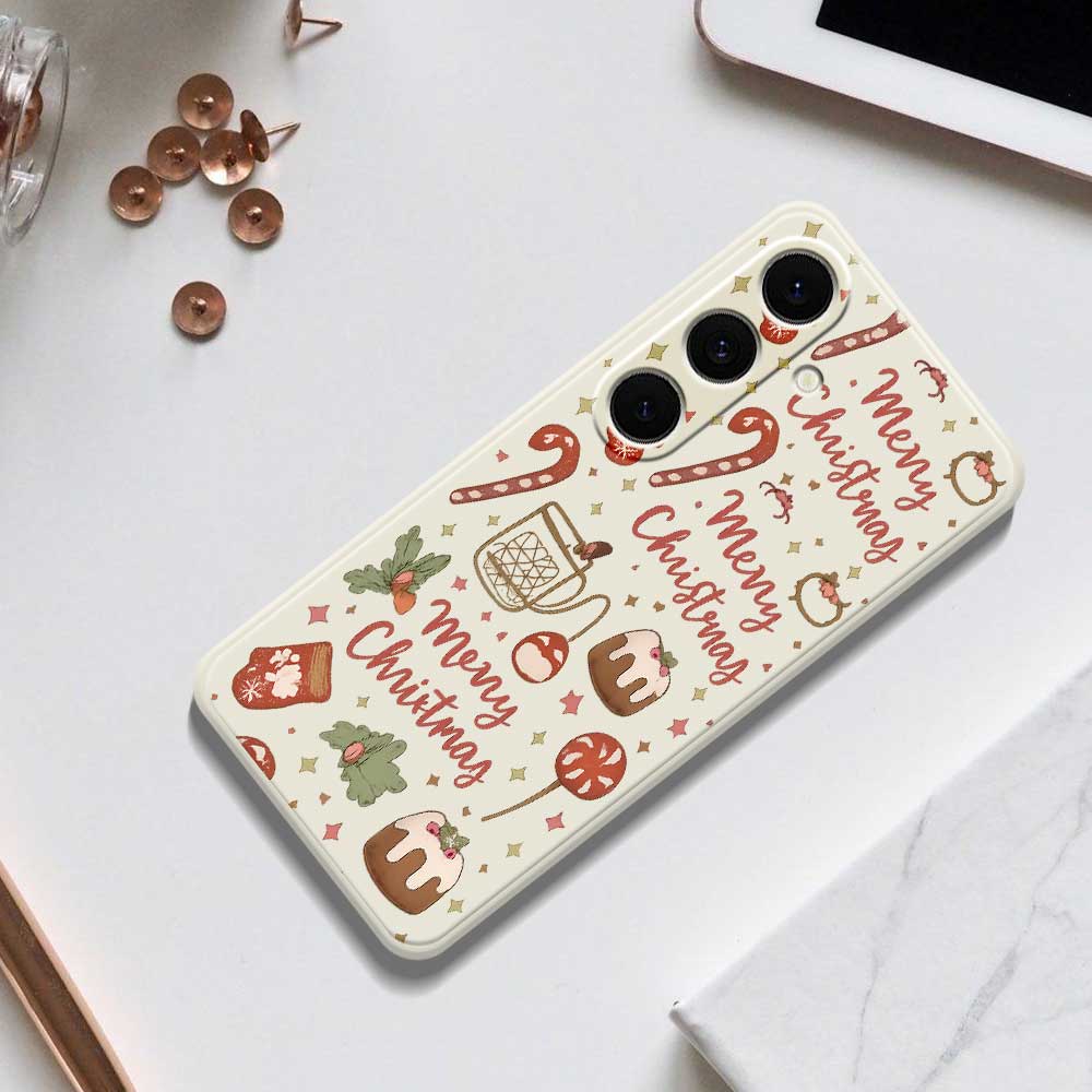 For Samsung Galaxy S25+ Case Merry Christmas Pattern Printing Straight Edge TPU Phone Back Cover