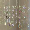 Hanging Crystal Pendant Garden Suncatcher Wind Chimes Rainbow Prism Chain Window Drop Bell Christmas Tree Home Decor