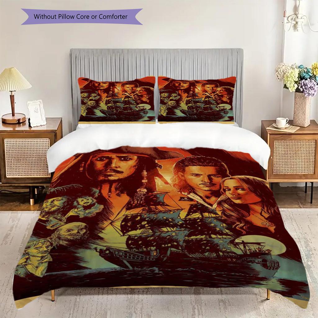 Pirates Caribbean Dead Men Tell No Tales Bedding 1 Duvet Cover 2 Pillowcase Without Core Soft And Comfortable Christmas Birthday Gift
