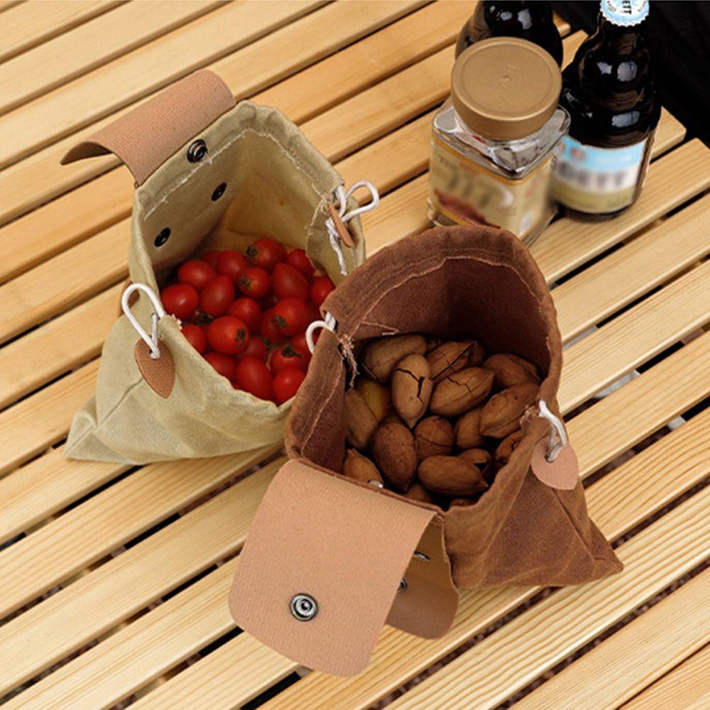 PU Leather Canvas Storage Bag Waxed Canvas Tool Waist Pack Portable Garden Picking Pouch Hiking