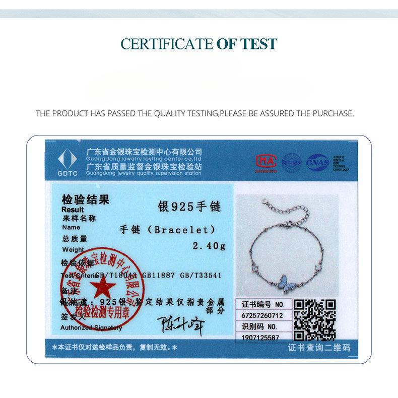 Синий браслет-бабочка с каплей масла, женский, простой, в стиле мори, из стерлингового серебра S925, ювелирное изделие